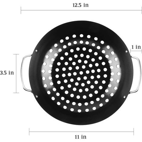Wok rond avec poignée pour panier à légumes Big Green Egg, accessoires et outils de grillade pour barbecue.