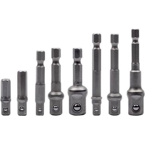 Lot de 8 adaptateurs de douille, adaptateur hexagonal 1/4" vers douille 1/4", 3/8", 1/2", pour perceuse et visseuse sans fil, douilles et porte-embouts (1/4)