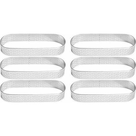Set mit 6 Edelstahl-Tarteringen, Tarteringen, Törtchenringen, perforierten Gebäckringen, hitzebeständig und perforiert für Quiches, Kuchen, Mousse (15 × 6,5 × 2 cm) (1/5)