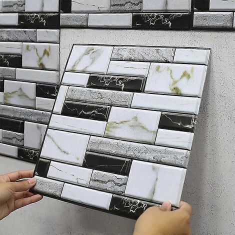 Stickers muraux adhésifs pour carrelage, décoration intérieure, stickers 3D en PVC, revêtements de placards de cuisine, papier peint de salle de bain, papier peint imperméable (3) (1/5)