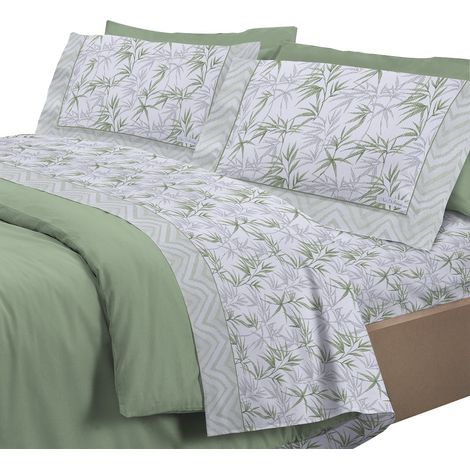 Completo letto set lenzuola 100% cotone di flanella linea jungla Una piazza e mezza - Verde