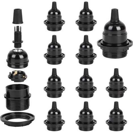 12 x Douille Ampoule E27 a Visser (250V 4A) Douilles de Lampe en Bakélite avec Pince de Câble (1/5)