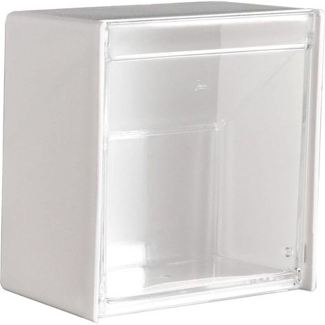 Boîte de rangement murale à clapet, porte-cotons-tiges en plastique, distributeur de cotons, de boules de fil dentaire et d'élastiques (1/5)