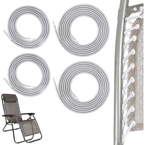 Élastique Transat - Lot de 4 - Latex Résistant - Pour Chaise Longue Zéro Gravité - Jardin et Plage - Gris (1/5)