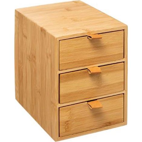 Boîte Déco 3 Tiroirs "Bambou" 21cm Naturel (1/3)