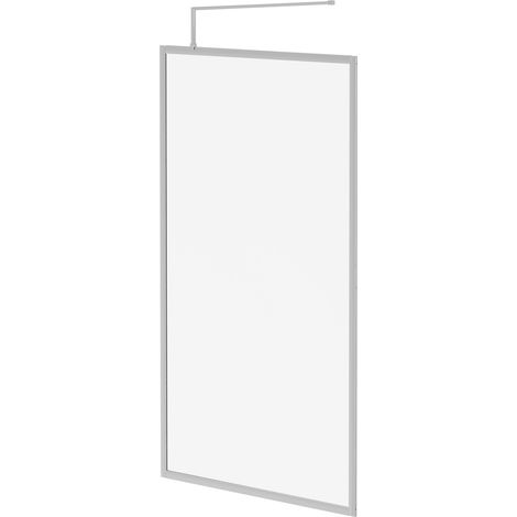 Pacco 8mm Clear Glass Polished Chrome 1850mm x 1100mm Fully Framed Walk In Shower Screen including Wall Channel and Support Bar (1/5)