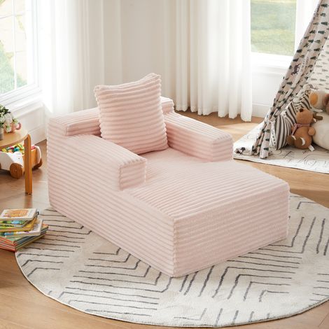 Chaise longue convertible 117x81x50 cm rose, sans montage, tissu côtelé, fauteuil relax MEUBLIV (1/5)