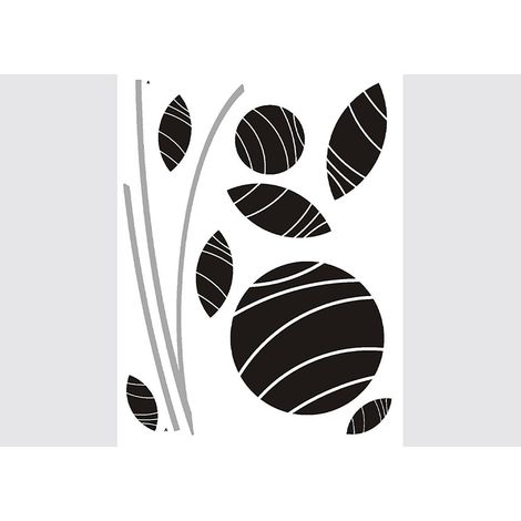 Sticker - Fleurs Abstraites Noires - 1 planche 65 x 85 cm (1/5)
