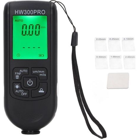 Jauge d'épaisseur de revêtement numérique ABS avec corde portable fonction d'arrêt automatique compteur de revêtement de peinture pour extérieur noir (1/5)