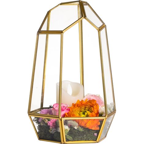 Terrarium en Verre géométrique doré de 25 cm, Fait à la Main, Pot de Fleurs décoratif irrégulier pour Plantes Grasses, Centre de Table Moderne pour Mariage, Maison, Jardin, Cadeau de Bricolage (1/5)