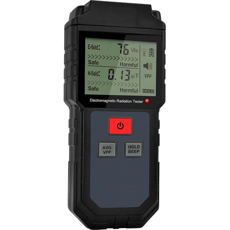 Détecteur de compteur - Testeur de rayonnement électromagnétique portable ET825 (écran LCD numérique, 5 Hz -3 500 MHz, alarme sonore et lumineuse, manuel d'utilisation) - Noir (1/5)