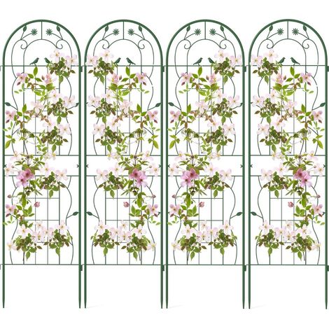 Set di tralicci decorativi da giardino in metallo, 180x50 cm, verde