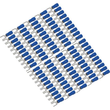 100 Embouts à Fourche Isolés Bleus, 19A Conductivité Constante, Connecteurs pour Câbles Électriques (1/5)
