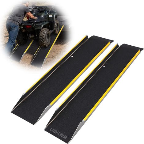 Lot de 2 rampes d'accès - Charge maximale : 600 kg - 120 x 28 cm - En aluminium - Pour remorque, moto, quad, voiture, vélo (1/5)