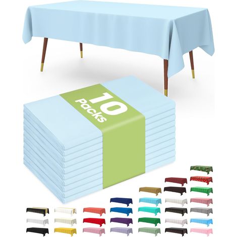 Lot de 10 nappes jetables en plastique, 137 x 274 cm, idéales pour Pâques, pique-niques, mariages, et comme nappe décorative. Rectangulaires, elles sont imperméables et résistantes.