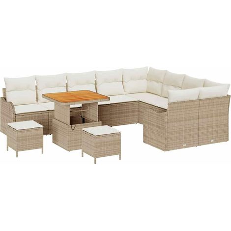 Garden Sofa Set 12 pcs 11-Seater Beige and Cream vidaXL (1/5)