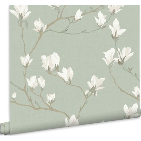 Laura Ashley Vliestapete Magnolia Grove Pale Eau de Nil 10mx52cm (1/5)