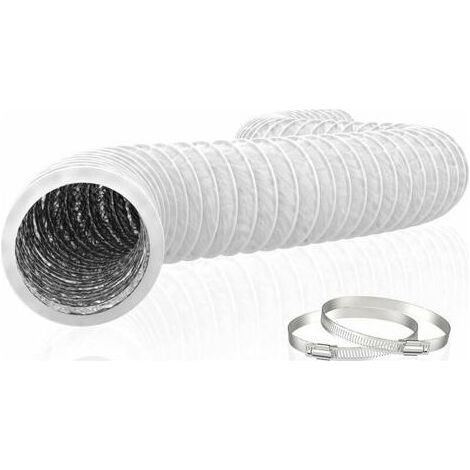 150mm Tuyau d'Evacuation Flexible en Aluminium PVC 6m Long - Tube de Ventilation pour Extracteur d'Air, Climatisation, Sèche-linge (ø150mm6m, Blanc) (1/4)