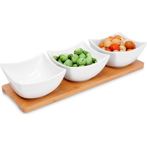 Cuencos de porcelana blanca para aperitivos, 30 cm, 4 unidades. (1/5)