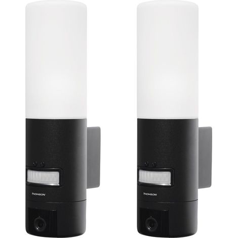 Thomson – Lot de 2 caméras IP extérieures 720p – Détection de mouvement – Éclairage intégré – Angle de vision 110° – Alimentation 230Vac (1/5)