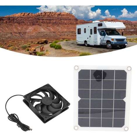 Ventilateur d'extraction solaire portable 10 W 6 V avec panneau solaire intégré pour camping-cars, serres, animaux domestiques et usage domestique. (1/5)