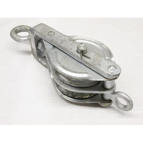1 Ton 80MM Galvanised Double Sheave Block With Eye - 12MM Wire Rope Safety Lifting (1/2)