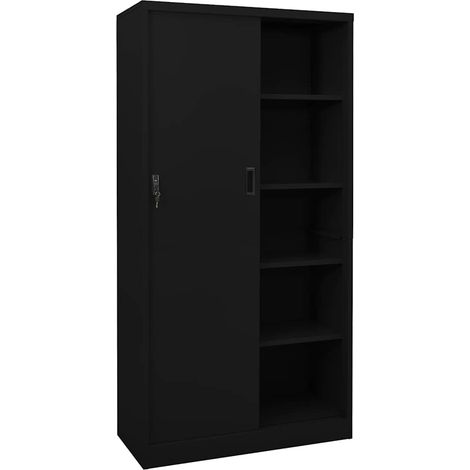 Maison Exclusive - Büroschrank mit Schiebetür Schwarz 90x40x180 c (1/5)