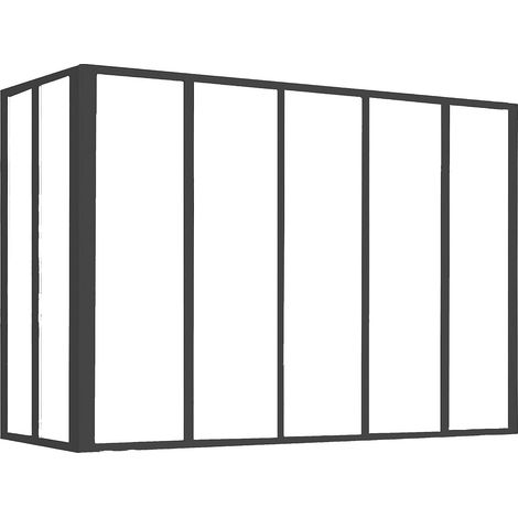 Verrière d'angle atelier en aluminium thermolaqué - L150 x L60 x H130 cm - Noir - BAYVIEW