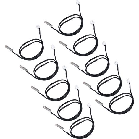 10 Capteurs NTC 10K B3950, Sonde Thermique 5x25mm, Câble 500mm, pour Mesure et Régulation de Température