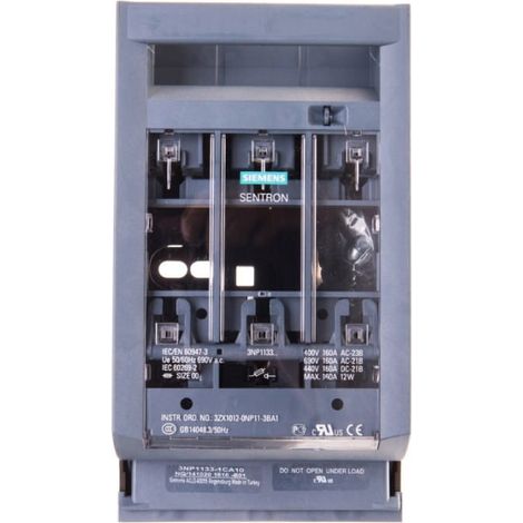 Interrupteur à fusible 3P 160A NH00 3NP1133-1CA10