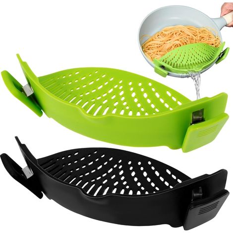 Lot de 2 filtres à pâtes en silicone, mains libres, portables, réutilisables et résistants à la chaleur.