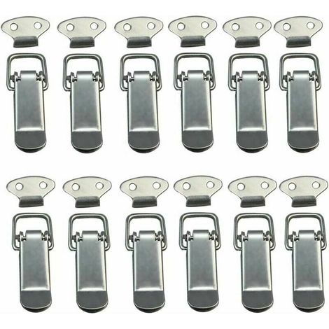12 pieces hood lock, lever latch, spring latch, toggle latch, spring latch with hook, stainless steel spring latch for cabinet, box, drawer, wardrobe MUMU (1/4)