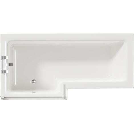 Loire 1700mm Left Hand L Shaped Shower Bath with Polished Chrome Bath Screen and Olive Green Front and End Bath Panels (1/5)