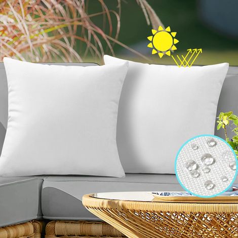 2 Housses de coussin de jardin blanc impermeables 55 x 55 cm, resistantes aux UV et a la decoloration, lavables en machine, coussins non inclus (1/5)