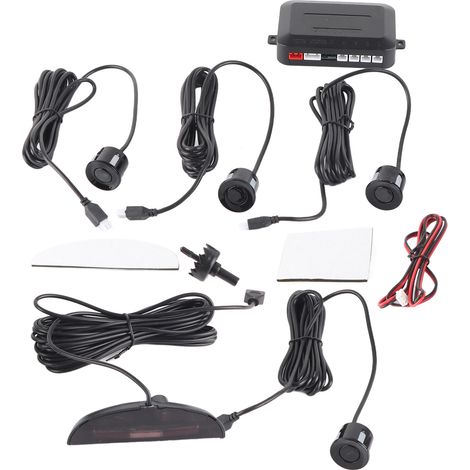 GARRYFIZH Kit de capteurs de stationnement pour voiture avec radar de recul, 4 sondes, affichage LED et alarme sonore
