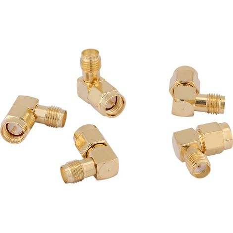 Keenso Ensemble D'adaptateurs SMA-to Female, 5 PCS 90 Degrés à Droite - Application de Largeur de Connexion dans Les Circuits HF, adapté à Les Appareils, Adaptés Appareils (1/5)