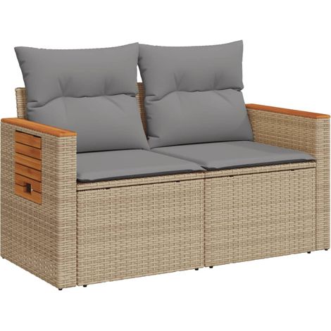 Maison Exclusive - Divano da Giardino con Cuscini a 2 Posti Beige in Polyrattan