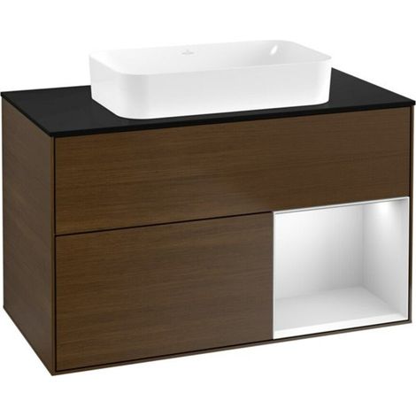 V&B Waschtischunterschrank Finion 100x60,3 cm, Reg re wh. m Lac, wal ven (1/2)