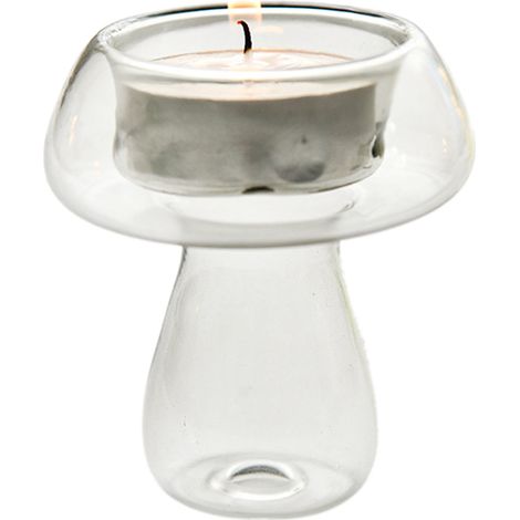 Support de bougie en verre borosilicate Mushroom design Deco Maison Design élégant luminaire 6.5x7cm multicolore (Jaune Vert Rose Gris Blanc Marron) (1/5)