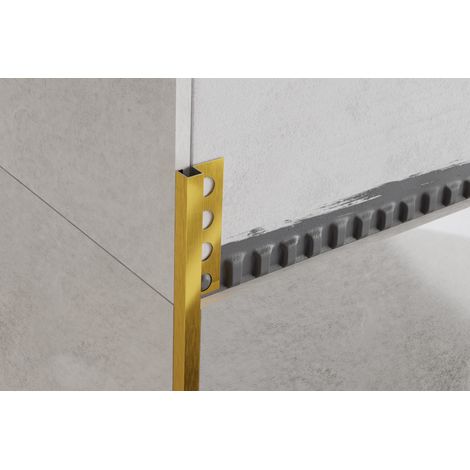 Dekoratives QS-Profil aus rostfreiem Stahl für Fliesen 1cm x 270cm - Gold satiniert