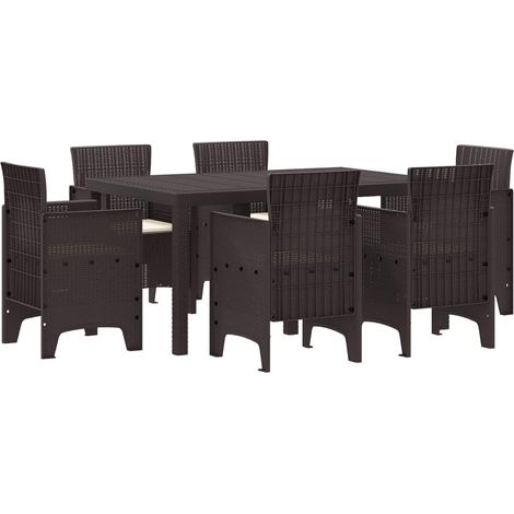 vidaXL Conjunto de Comedor de Jardín 7 uds. Marrón Ratan Polt (1/5)