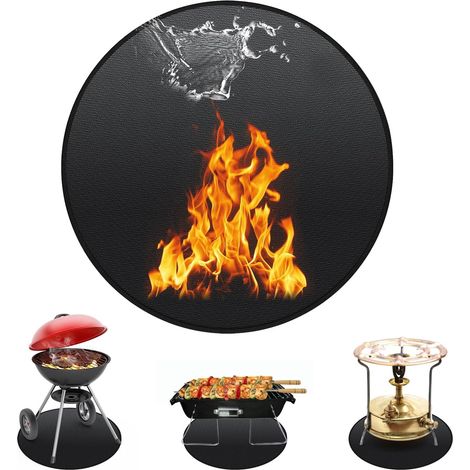 Tapis rond ignifuge de 50 cm - Étanche - Pliable - Sans fumée - En silicone double face - Convient pour l'extérieur, le camping, les barbecues (1/5)