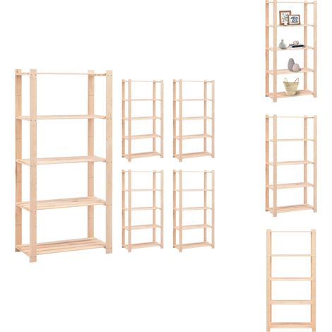 Étagères de rangement à 5 niveaux 5 pcs 80x38x170 cm Pin 250 kg - Etagere De Rangement - Étagères Murales - Rangement Intérieur - Meuble De Rangement - Bibliothèque Industrielle (1/5)