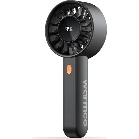 Ventilateur turbo portable 5000 mAh (jusqu'à 15 h d'autonomie), mini ventilateur personnel à 4 vitesses avec base et cordon, écran LED intelligent, rechargeable par USB, format de poche pour (1/5)