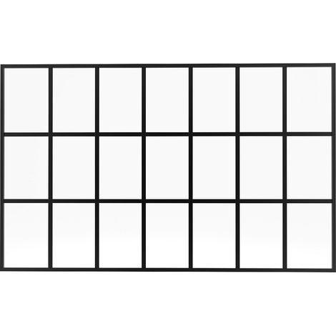 Vente-Unique – Verrière en aluminium thermolaqué noir 210 x 130 cm – Verre trempé 4 mm – Soubassement pour séparation intérieure – Installation facile