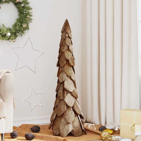 Weihnachtsbaum mit Ständer Braun 111 cm Massivholz Teak