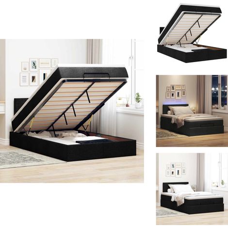 Lit ottoman avec matelas noir 120x200 cm tissu - Lit Ottoman - Lits Ottoman - Lit - Lit Avec Rangement (1/5)