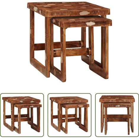 Satztisch - Satztische 2 pcs 46 x 46 x 45 cm Massives upgecyceltes Holz (1/5)