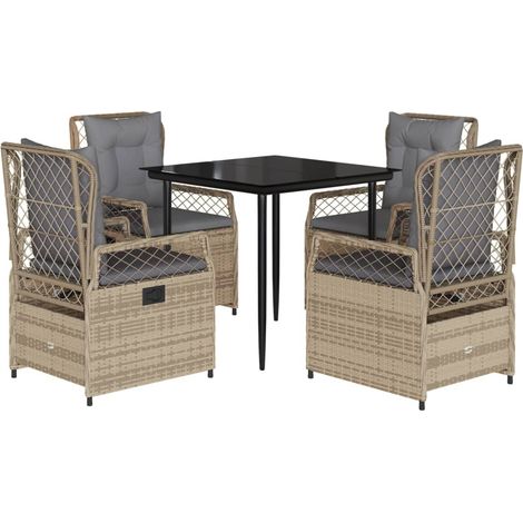 Maison Exclusive - Set comedor de jardín 5 pzas con cojines ratán (1/5)