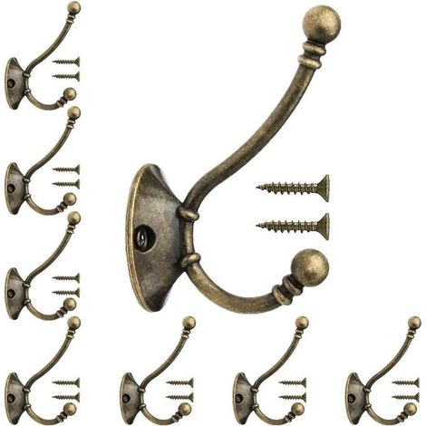 8PCS Vintage Wall Mounted Coat Hooks Metal Door Hook Retro Coat Hook with 16pcs Screws for Bathroom Kitchen Hats Coat Rack (1/5)
